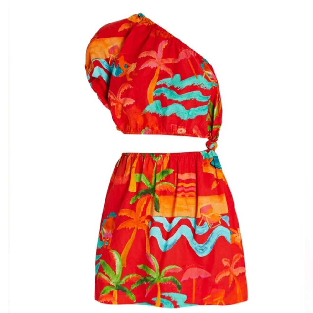 FARM Rio Red Tropical One-Shoulder Mini Dress - Picture 2 of 12